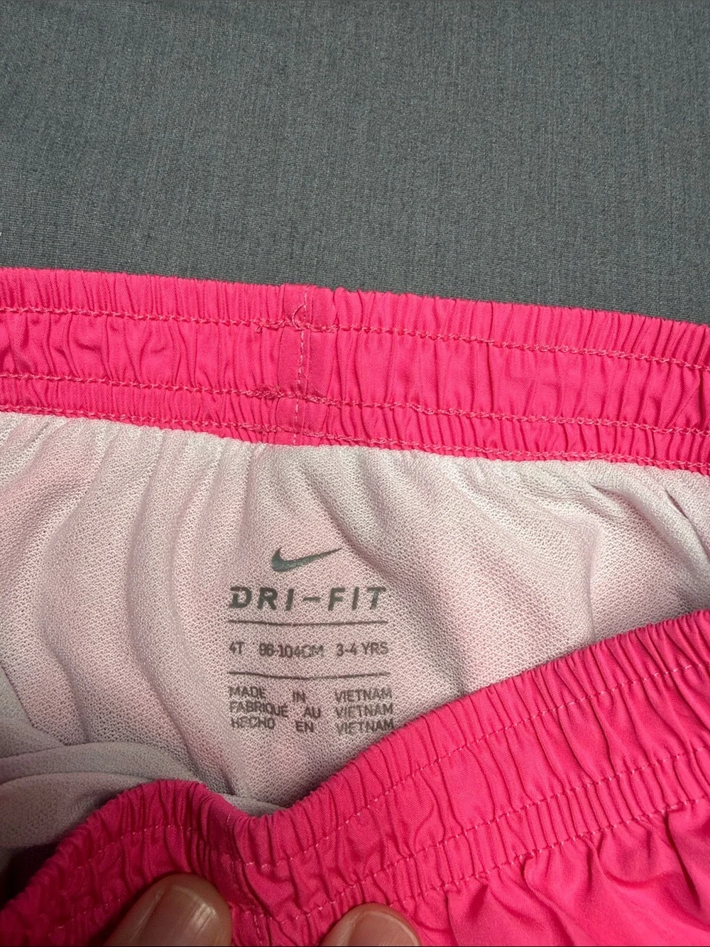 Nike Girls Hot Pink Athletic Shorts with Gray Trim